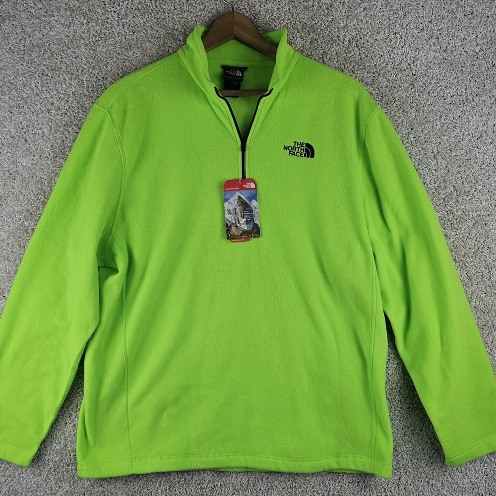 The North Face TKA 100 Glr Neon Power Green 1/4 Zip Pullover Sz XL Fleece NWT